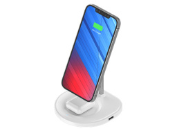 phone and airpods charging on magstand