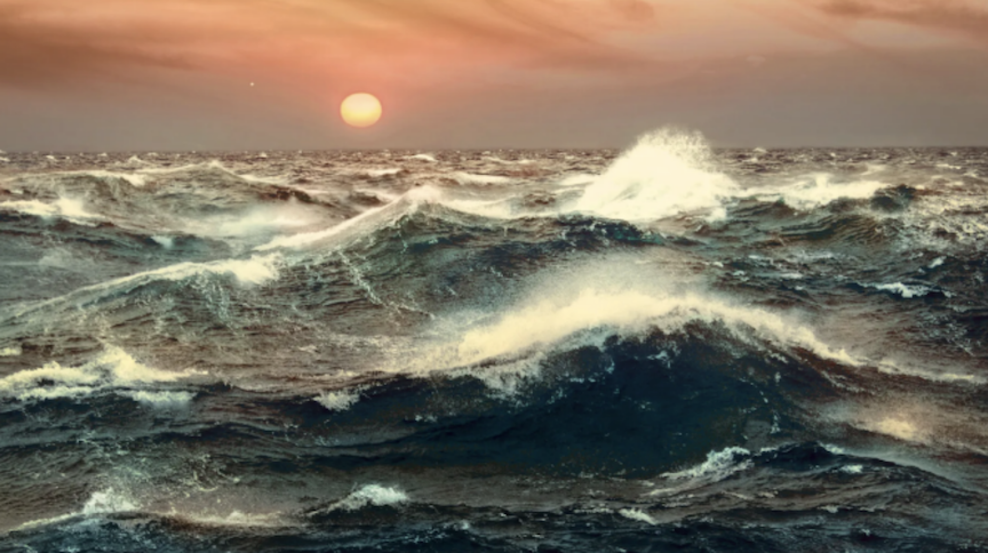 waves in an ocean on a distant planet