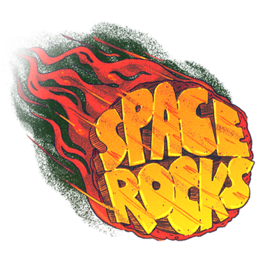 an asteroid illustration with the text "Space Rocks"
