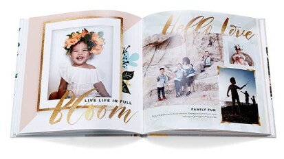 Photobook with baby photos and text