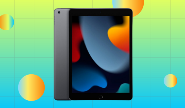 iPad with colorful blob scerensaver