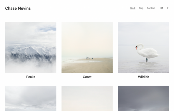 a screenshot of the squarespace template nevins
