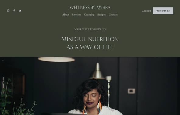 a screenshot of the squarespace template myhra