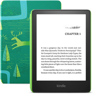 kindle kids with green christmas-themed case